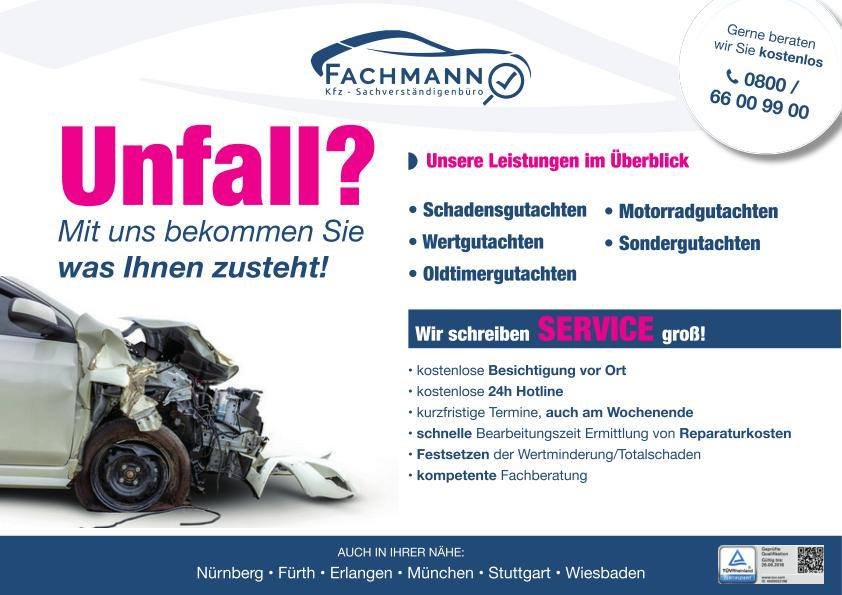 Kfz-Gutachter FACHMANN TÜV-zert. Schaden- und Unfallgutachter Augsburg