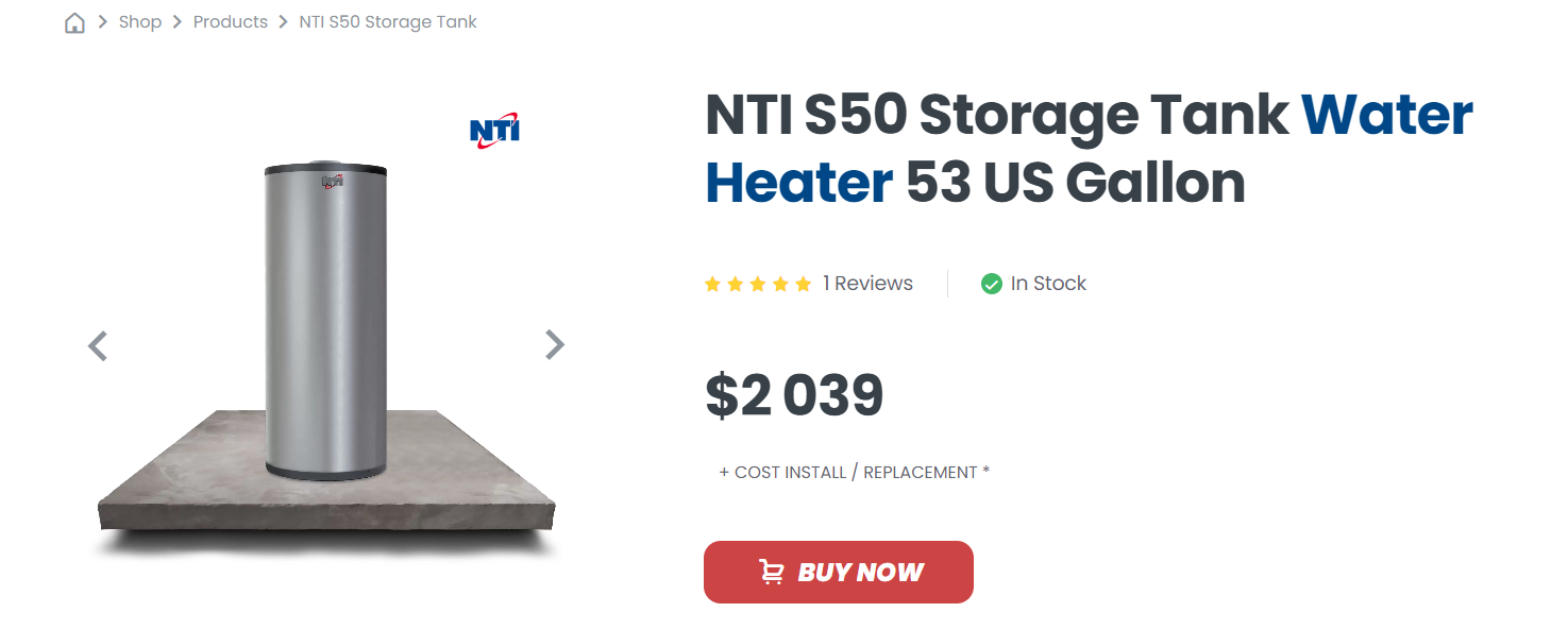 Superior HVAC Service Shop NTI S50 Storage Tank Water Heater 53 US Gallon Superior HVAC Service Shop NTI S50 Storage Tank Water Heater 53 US Gallon