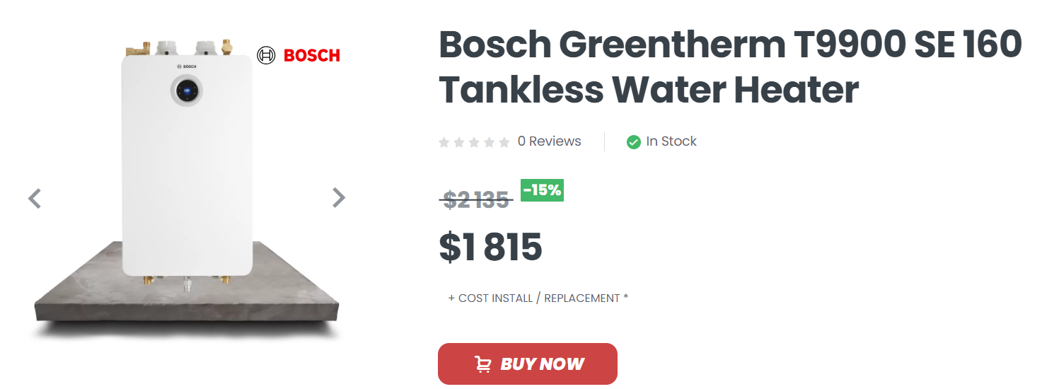 Superior HVAC Service Shop Bosch Greentherm T9900 SE 160 Tankless Water Heater