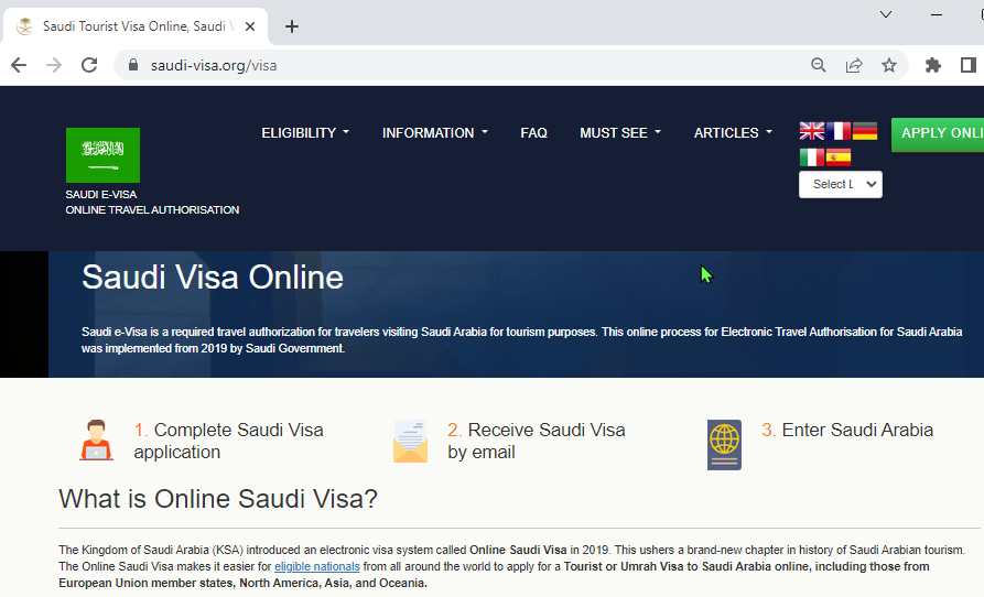 SAUDI  Official Government Immigration Visa Application Online - FROM FRANCE - Centre d'immigration pour les demandes de visa SAOUDIEN